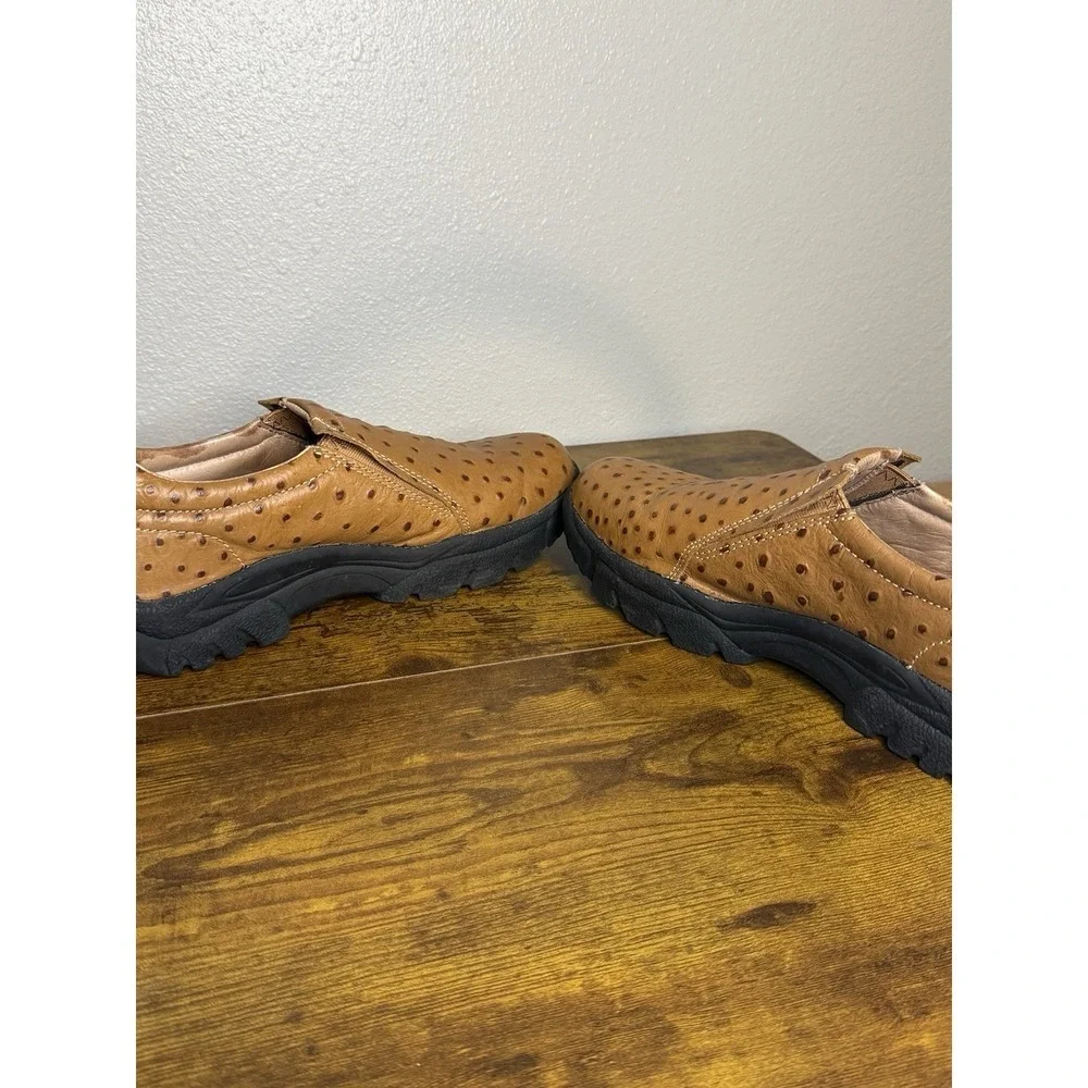 Roper Faux Ostrich Performance Slip On  Mens‎ Size 11 Brown Casual Shoes